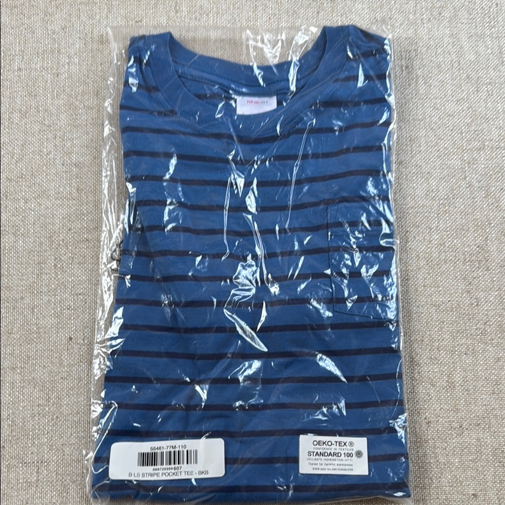 Hanna Andersson NWT Blue Striped Pocket Tee